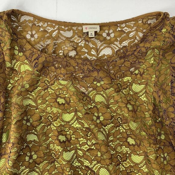 Cremieux Lace Long Sleeve Blouse Medium Layered Romantic Career Chic Blouse Top - Picture 3 of 5
